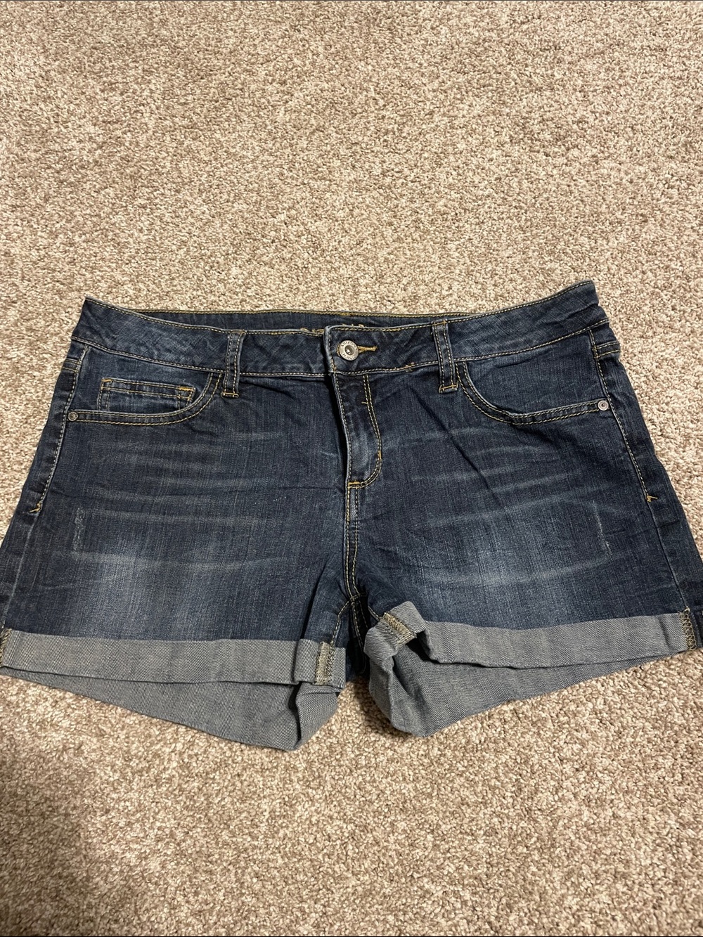 Arizona Jean Company Dark Blue Rolled Cuff Denim Shorts